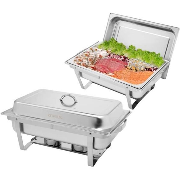 ROVSUN 8 Qt 2 Pack Full Size Stainless Steel Chafing Dishes Buffet Set - Picture 1 of 6